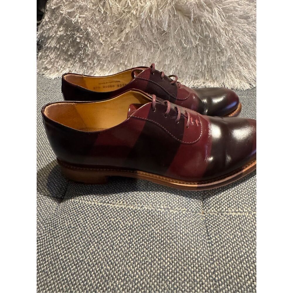 The Office of Angela Scott Mr Smith Bordeaux stripe oxfords size 37.5 / 7.5 - Picture 6 of 11